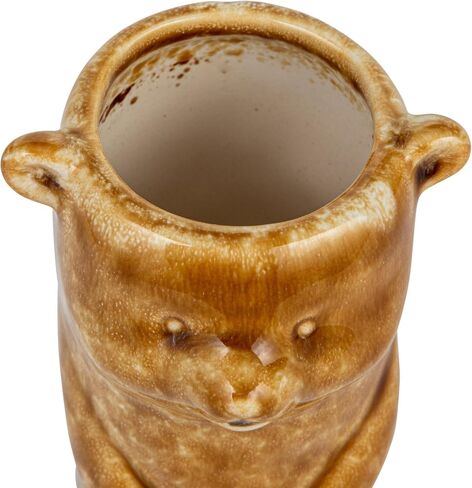 Creative Co-Op 7 Inches Stoneware Bear Reactive Crackle Glaze, Brown Vase in Saudi Arabia