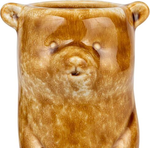 Creative Co-Op 7 Inches Stoneware Bear Reactive Crackle Glaze, Brown Vase in Saudi Arabia