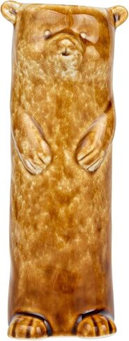 Creative Co-Op 7 Inches Stoneware Bear Reactive Crackle Glaze, Brown Vase in Saudi Arabia
