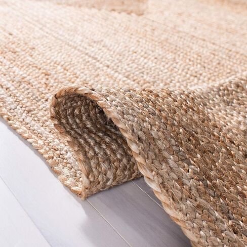سجادة منطقة SAFAVIEH Cape Cod Collection - 12.7 سم × 20.32 سم، طبيعية، منسوجة يدويًا، من الجوت المسطح، مثالية للمناطق ذات حركة المرور العالية في غرفة المعيشة وغرفة النوم (CAP252A) in Saudi Arabia