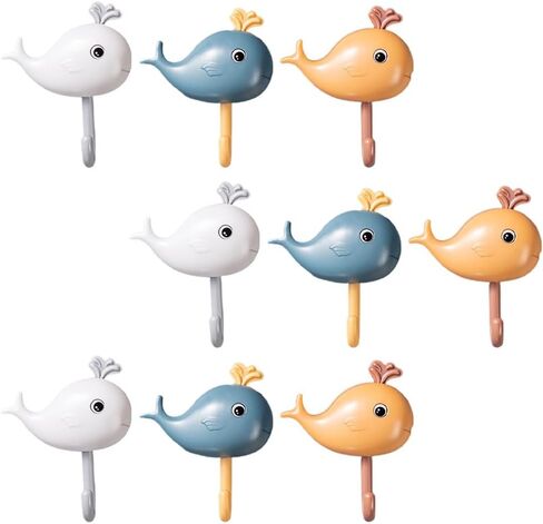 NOLITOY 9 Pcs Small Whale Hook Holder, Wall Mounted for Hanging Coats, Purses, Towels, Hats, Beach Themed Wall Décor,4.32 Inches High in Saudi Arabia