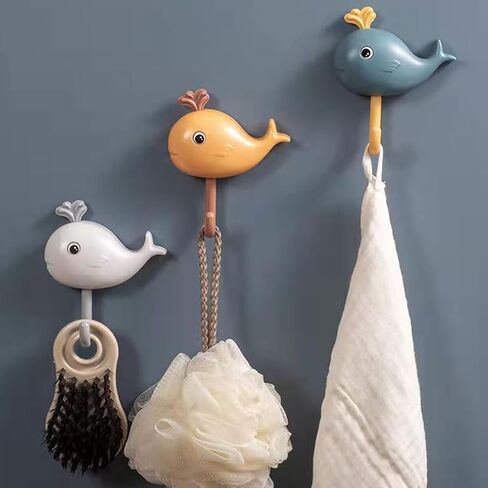 NOLITOY 9 Pcs Small Whale Hook Holder, Wall Mounted for Hanging Coats, Purses, Towels, Hats, Beach Themed Wall Décor,4.32 Inches High in Saudi Arabia