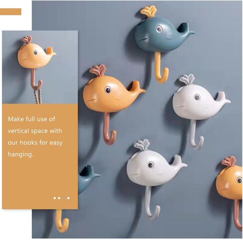 NOLITOY 9 Pcs Small Whale Hook Holder, Wall Mounted for Hanging Coats, Purses, Towels, Hats, Beach Themed Wall Décor,4.32 Inches High in Saudi Arabia