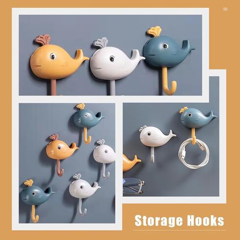 NOLITOY 9 Pcs Small Whale Hook Holder, Wall Mounted for Hanging Coats, Purses, Towels, Hats, Beach Themed Wall Décor,4.32 Inches High in Saudi Arabia