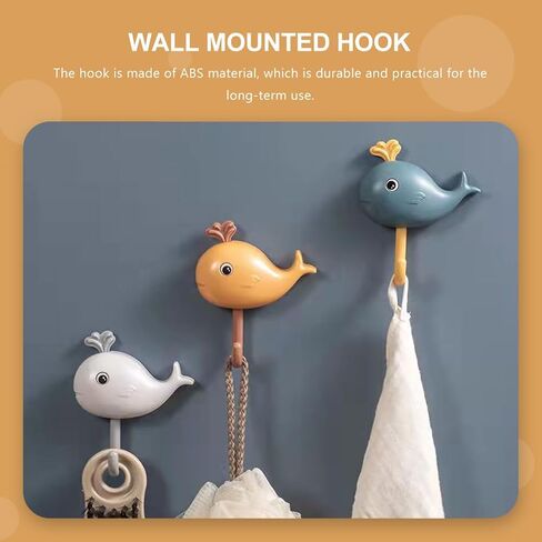 NOLITOY 9 Pcs Small Whale Hook Holder, Wall Mounted for Hanging Coats, Purses, Towels, Hats, Beach Themed Wall Décor,4.32 Inches High in Saudi Arabia