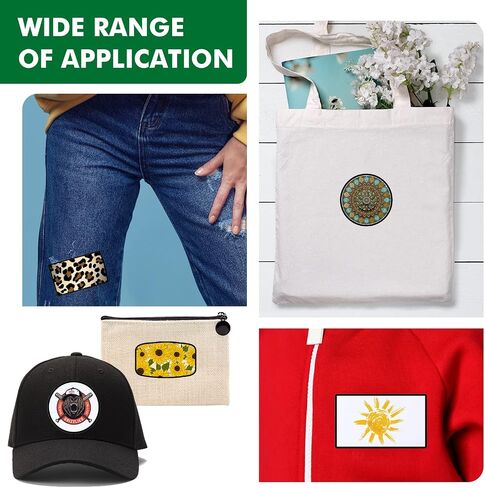 120 Pieces Sublimation Iron-on Patches Fabric Hat Patches 3 Shapes Blank Patches Round Rectangle Sublimation Patches Blank Repair Patches for DIY Crafts Clothing Repair, 3 Shape (White) in Saudi Arabia