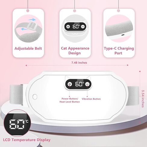 Portable Heating Pads Period Cramps: FSA HSA Eligible 6 Heat Levels and 6 Massage Modes Cramps Pain Relief Electric Cordless Menstrual Heating Pad for Back Pain & Cramps Black in Saudi Arabia