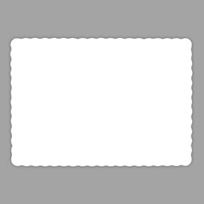 Rectangle Disposable Paper Placemat (100 Pack) - 10 x 14 Inches White Eco-Friendly Heavy Weight 60 Pound Paper Place Mat Wavy Scalloped Edge