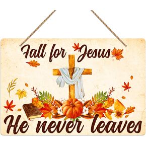 WhatSign سقوط الباب ديكور علامة سقوط ليسوع انه لا يترك الزينة علامة للمنزل المسيحي أوراق القيقب يسوع سقوط ديكور علامة الخريف اكليلا من الزهور للباب الأمامي جدار الشرفة الخريف الشكر in Kuwait