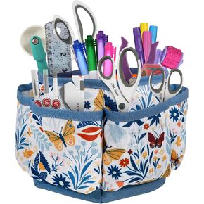 SINGER Sewing Storage Organizer Desktop Spinner, Navy Floral Print