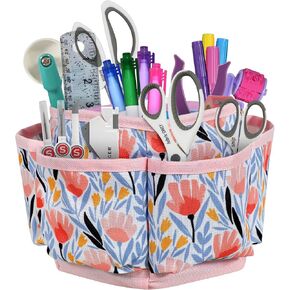 SINGER Sewing Storage Organizer Desktop Spinner, Navy Floral Print