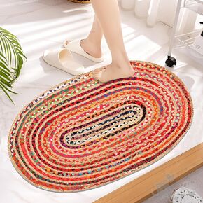Rag Rug, Jute Rug,Rugs 3x5 ft,Chindi Rug,Oval Rug,Braided Area Rug,Kitchen Rug,Chindi Rug 3x5 ft,Rugs Bedroom,Rug,Jute Entryway Rug,Room Rug,Braided Area Rug,ute Cotton Multi Chindi Oval Rug 36x60