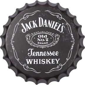 Metal Sign Decorative Hanging Bottle Cap for Home, Bar & Office, Vintage Wall Art Tin Plaque Plat Decoration for Man Cave & Garage, 13.8" x 13.8" x 1.6", 13.8" DIA - Black - K-12