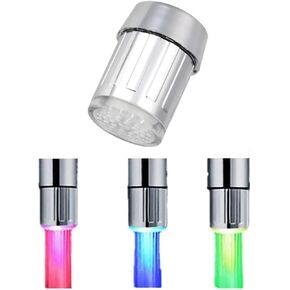 1 Pack 3-Color Temperature Sensitive Gradient LED Water Faucet Light Water Stream Color Changing Faucet Tap Sink Faucet for Kitchen and Bathroom