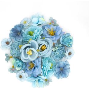 Artificial Flowers for Crafts, 24 Pcs Faux Flowers Heads Bulk, Silk Flowers Heads Fake Rose Daisy Peony Faux Flowers for Hair Decoration, Home Wedding, Wreath Making (Purple)