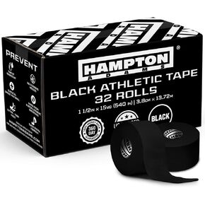 Hampton Adams (32 Pack Black Bulk Athletic Tape - 1.5" x 45 feet Per Roll - NO Sticky Residue & Easy to Tear - Perfect for Sports Athletes, Trainers & First Aid Injury Wrap: Fingers Ankles Wrist