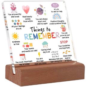 Mental Health Reminders Gifts, Mental Health Office Decor, School Counselor Gifts, Counseling Office Must Haves, Anxiety Therapy Acrylic Sign With Wooden Stand, Motivational Gifts for Teens Kids