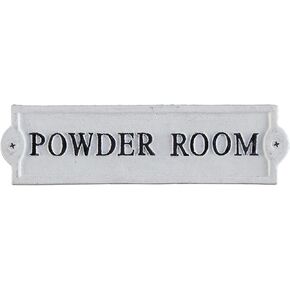 47th & Main Heavy Duty Cast Iron Sign Wall Décor, 8.25" x 2.25" x .25", Powder Room
