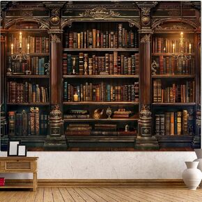 Accnicc Fantasy Forest Bookshelf Tapestry Witchy Fairy Tree Mushroom Retro Backdrop Tapestries Wall Hanging Vintage Library Book Tapestry for Bedroom Living Room Dorm 80 x 60 inch