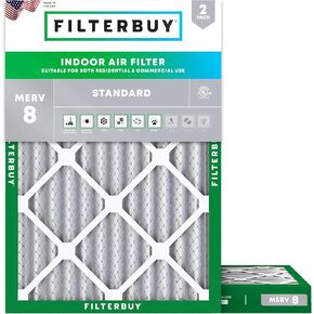 Filterbuy 18x25x2 Air Filter MERV 8 Dust Defense (2-Pack), Pleated HVAC AC Furnace Air Filters Replacement (Actual Size: 17.50 x 24.50 x 1.75 Inches)
