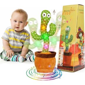 Plush Puppets Dancing Cactus Talking Cactus Baby Toys 6 to 12 Months Toys Wriggle Singing Cactus Repeats What You Say Baby Boy Toys, Plush Electric Speaking Cactus 15 Second Voice Recorder Baby Toy