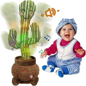 Plush Puppets Dancing Cactus Talking Cactus Baby Toys 6 to 12 Months Toys Wriggle Singing Cactus Repeats What You Say Baby Boy Toys, Plush Electric Speaking Cactus 15 Second Voice Recorder Baby Toy