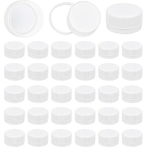 OLYCRAFT 50Pcs Plastic Bottle Caps White Screw-On Caps 29.5mm Inner Diameter Bottle Jug Storage Cap Lids White Plastic Tamper Seal Lids Replacement Caps Twist Cap for Juice Bottles Dispenser Caps