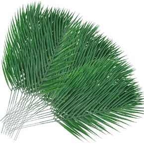 Jexine 100 Pcs Artificial Palm Leaves Bulk Fake Palm Tree Stems Large Faux Greenery Plants Palm Fronds for Sunday Palm Leaves Hawaiian Party Jungle Party Wedding Decorations (5 Assorted Sizes)