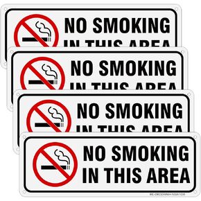 No Smoking No Vaping Sign(4Pack)- 10"x3.5"Aluminum No Smoking Signs for Business/Office/Home, Easy to Mount, Indoor & Outdoor Use