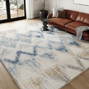 COCOER Area Rug 5x7-Easy-Jute Rug-Blue Rugs for Living Room-Non Slip Machine Washable Area Rug-Quick Dry Indoor Outdoor Rug-Room Decor for Bedroom,Office,Dining Room, Kids Playroom