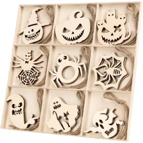 Halloween Wooden Ornaments 27PCS Wood Cutouts, HOHOTIME Wood Shapes for alloween Decorations, Halloween Party Decorations, Unfinished Wood Ornaments for DIY Craft,Decorative Hanging Ornaments