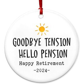 TEEZWONDER Retirement Gifts for Women, Christmas Ornaments 2024 - Christmas Retirement Gifts, Farewell, Goodbye, Appreciation Gifts for Coworkers - Christmas Tree Decoration Ceramic Ornament
