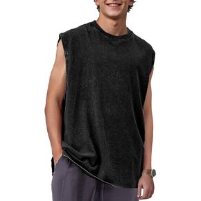 Mens Cotton Sleeveless Tank Tops Cut Off Muscle Gym T Shirts Running Beach Loose Fit Tees