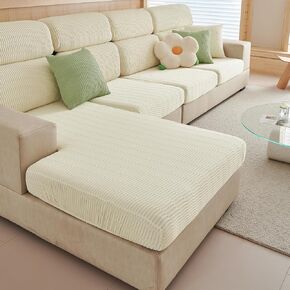 Large Backrest Cushion Covers Super Stretch Backrest Covers for 3 Cushion Couch Sofa, Couch Back Cushion Covers Featuring Ice Silk Fabric (3PC, Beige)
