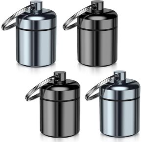 2 Pack Mini Pill Case Small Pill Holder Keychain for Purse - Portable Travel Pill Container Keychain, Waterproof Metal Daily Pill Box Organizer for Office Outdoor Camping (Black & Grey) in Kuwait