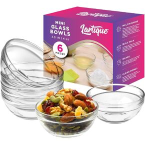 Mini 3.5 Inch Small Glass Bowls - Small Bowls Perfect for Prep, Dips, Nuts, or Candy - Glass Prep Bowls or Mise en Place Bowls, Set of 12