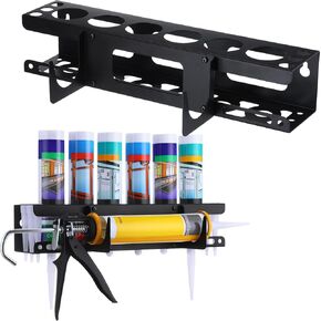 Hicarer Caulking Tube and Caulking Gun Holder Caulking Gun Storage Rack with Horizontally Base Sealant Organizer for Garage and Workspace Wall Mounted Tubes Rack Holds 6 Tubes and Caulking Nozzle