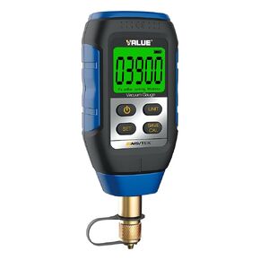 Digital Vacuum Gauge, HVAC Micron Vacuum Gauge Tester, 1/4" Flare, 0-30000 Microns Range, 2% Accuracy, 7/16-20UNF Interface, 4 Units Switch