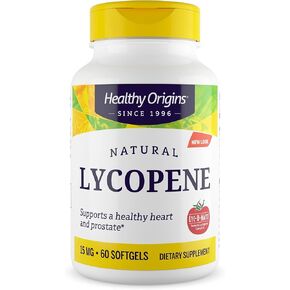 Healthy Origins Lycopene (Natural), 15 mg - Antioxidant Supplement - Supports Heart Health & Prostate Health - Non-GMO - Gluten-Free Supplement - 60 Softgels