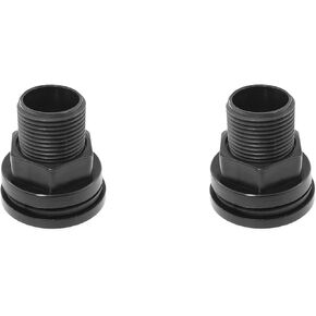 Maxmoral 2PCS Straight Through Pipe Fitting PVC Bulkhead Fitting Black Double Thread Bulkhead Tank Connector 3/4 Inch Male Thread and 1/2 Inch Female Thread Suitable for Rain Barrels Water Tank Pond