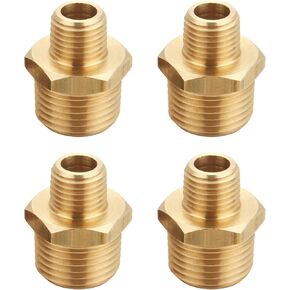 Brass Fitting Reducer Adapter, 1/2 Inch NPT Male to 1/2 Inch NPT Female, Male to Female Pipe Adapter, 1/2 Inch NPT Brass Pipe Extension Fittings, Pack of 2