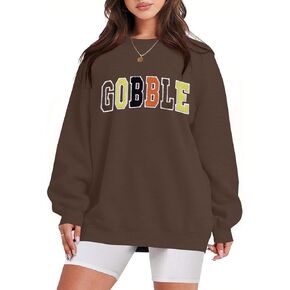 VILOVE الشكر البلوز المرأة بريق التصحيح Gobble قميص ملون إلكتروني طباعة طويلة الأكمام Crewneck الخريف البلوز الأعلى