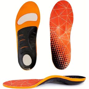 Plantar Fasciitis Relief Insoles for Women and Men 1 Pair Arch Support Insoles Gel Orthotic Inserts for Work Boot Shoe Insoles (Orange, S)