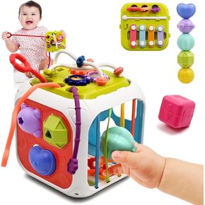 AiTuiTui Baby Montessori Toys for 1 Year Old Boy Girl Gifts, Shape Sorter Sensory Bin 6 12 18 Months Toys, Toddler Travel Fine Motor Skill Activity Learning Toys for Baby 1st Birthday