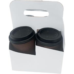 C-Store Packaging 4 Cup Drink Carrier with Handle | Kraft Paperboard Cup Holder | Disposable Cup Holder for Hot or Cold Drinks | Cup Carrier for Food Delivery Services, Uber Eats, Door Dash (15)