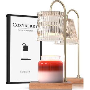 مصباح تسخين الشموع الزجاجي من Cozyberry®، متوافق مع مرطبان يانكي كاندل الكبير، مصباح شمعة، مذيب شموع قابل للتعتيم ومؤقت للشموع، ذوبان الشمع، شموع برطمان صغيرة وكبيرة الحجم (أسطوانة، مؤقت تلقائي)