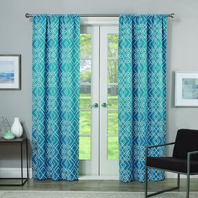 ECLIPSE Benchley Rod Pocket Curtains for Bedroom, Single Panel, 37x63, Teal
