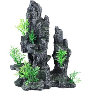 Mairuker Large and Tall Aquarium Mountain View Decoration Fish Tank Rock Thematic Ornaments Tree House Cave Fish Tank Decorations for Betta Cichlid Caves Aquarium Decor