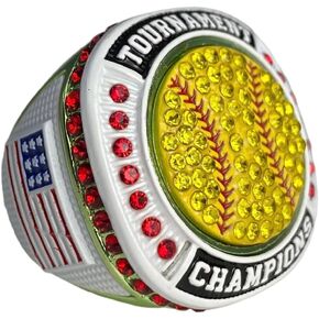 Legacy Rings 1 or 12 Pack Softball Baseball Championship Trophy Ring Tournament Champions or Finalists Green