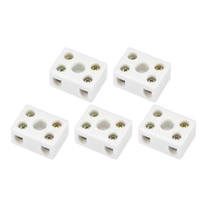 Porcelain Ceramic Terminal Block Heat Resistance 2 Way Terminal,[for Wire Connector,Electrical Field] - 29.2x21.2x15.2mm /5 Pcs